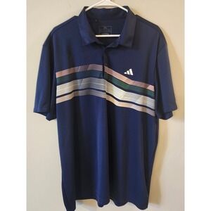 Adidas Men's Core Chest Stripe Blue Golf Shirt Size‎ 2XL